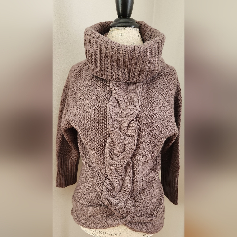 LOFT dusty rose sweater turtleneck with 3 /4 dolman sleeves S